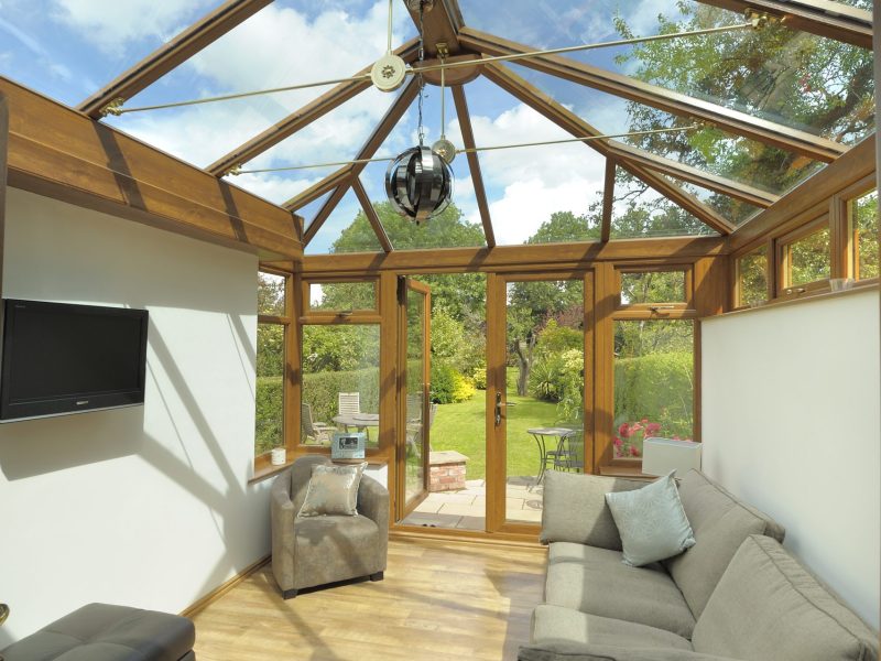 Edwardian conservatory with glass roof
